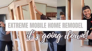 EXTREME MOBILE HOME REMODEL  taking down walls in the double wide to create an open concept Ep6 [upl. by Ardeahp275]