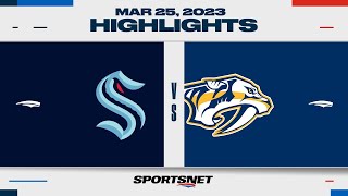 NHL Highlights  Kraken vs Predators  March 25 2023 [upl. by Inaluahek]