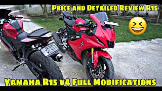 Yamaha R15 v4 Full Modifications 🔥Most Decent Modified R15 v4 in india❤️ [upl. by Sillihp]