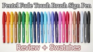 Pentel Fude Touch Brush Sign Pens  Review  Swatches [upl. by Airenahs]