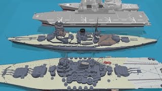 ＣＧで戦艦大和とイージス艦の大きさを比べてみた。 [upl. by Atirihs]