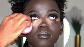 HOW TO DO FULL FACE MAKEUP ON VERY DARK SKIN  EBONY SKIN [upl. by Saunders645]