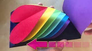 Pop Up Karte basteln mit Papier Herz ❤ Regenbogen 🌈 DIY Karte  Bastelideen Geschenke selber machen [upl. by Ahsaekal]