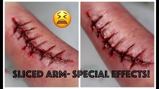 Special Effects Makeup Sliced Arm With Stitches [upl. by Risa]