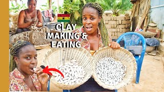 HOW TO EAT AND MAKE WHITE CLAY IN THE VOLTA REGION OF GHANA  HOW AYILO IS MADE  GHANA CULTURE [upl. by Thad392]