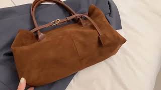 Nubuck Leather Women Tote Bags Belt Buckle Snap Large Soft Shoulder Bags [upl. by Rhoades]