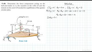 5–68 Equilibrium of a Rigid Body Chapter 5 Hibbeler Statics Benam Academy [upl. by Nallaf]