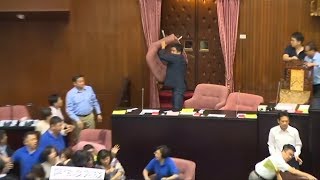 Taiwanese parliament broke out into a water balloon and chairthrowing brawl [upl. by Trab]