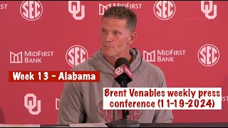 Oklahoma HC Brent Venables press conference Alabama Week  11192024 [upl. by Gertrude962]