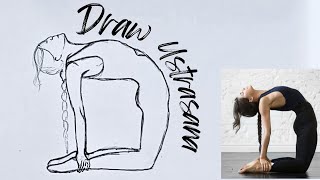 Yoga Pose Drawing  How to draw Ustrasana Yoga Pose [upl. by Rosdniw417]