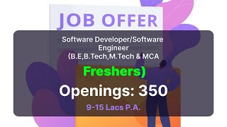 Software DeveloperSoftware EngineerBEBTechMTech amp MCA Freshers   Nextmovenotifierjob [upl. by Casilda]