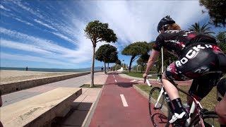 30 Minute Cambrils Sunshine Beach Cycling Training Spain Ultra HD Video [upl. by Adnuhsat]