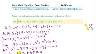 Exam Review Logarithmic Equations with Natural Log Ln GCSE Advance Functions Pre Calculus Review [upl. by Ahsytal]