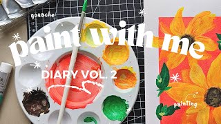 Easy Gouache Painting to Calm Your Mind  Learn how to paint diary pt 2 [upl. by Aline]