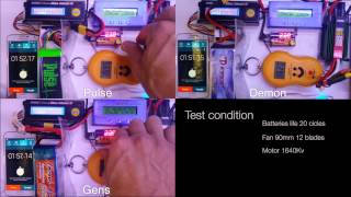 Gens ace Vs Pulse Vs Demon occl test lipo comparation battery rc [upl. by Milinda]