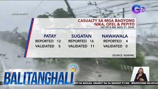 Casualty sa mga Bagyong Nika Ofel at Pepito as of 8 am Nov 21 2024  Balitanghali [upl. by Nirtiak]