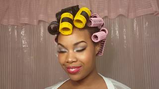 Noheat Natural Hair Pinup Styles Old Hollywood Pageboy Tutorial [upl. by Ecnal567]