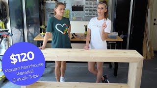 DIY Modern Waterfall Console Table [upl. by Nyliak]