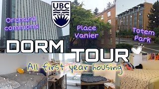 Dorm Tour UBC firstyear housing Place Vanier Totem Park Orchard Commons  common blocks [upl. by Eciralc]