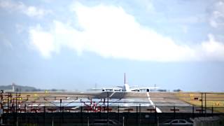 Qantas A380 Crosswind Takeoff at Sydney Airport [upl. by Ailuj]