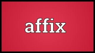 Affix Meaning [upl. by Nawed]