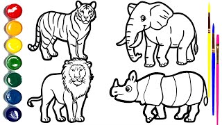 DRAW Amazing Animals in Minutes Tiger Lion Elephant Rhino [upl. by Leahcimdivad894]