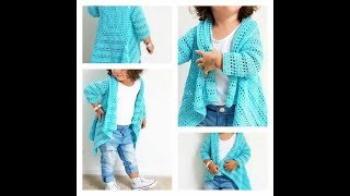 COMO HACER UN CARDIGAN PARA NIÑA A CROCHETJACKETPASO A PASO [upl. by Yrhcaz]