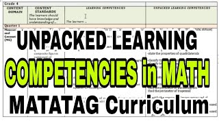 Unpacked Learning Competencies in Math  MATATAG Curriculum [upl. by Aryamoy]