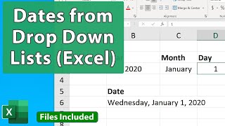 Make Dates from Drop Down Lists in Excel  EQ93 [upl. by Ollecram116]