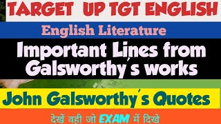 Important Lines from Galsworthys works TGT PGT LT GRADE English  English literature  EXAMPLARCH [upl. by Ilarrold710]