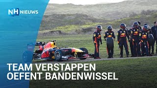 Oefent de crew van Max verstappen bandenwissel op parkeerterrein [upl. by Hrutkay]