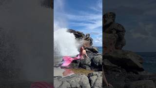 Real mermaid sighting at natural Hawaiian blow hole mermaid h2o beach travel hawaii ocean [upl. by Obe559]