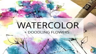 watercolor painting and doodling red violets [upl. by Matthieu]