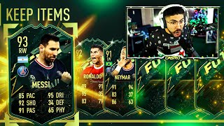 I PACKED MESSI RONALDO amp NEYMAR IN THE SAME PACK OPENING FIFA 22 [upl. by Enortna]