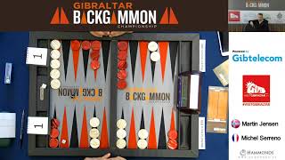 Gibraltar Backgammon 2018 Martin Jensen Vs Michel Serrero 09 02 18 [upl. by Aileme481]