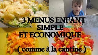 3 IDEES DE MENU POUR LE DEJEUNER DES ENFANTS UN PEU COMME A LA CANTINE [upl. by Haggai158]