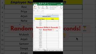 Assign Random Shifts in Excel ⚡  Quick Employee Scheduling Hack excel excelhacks [upl. by Pahl]