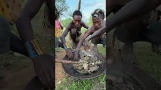 This is a huge Love sharing a Food together middle of Jungle 😋😮hadzabetribe villagelife food [upl. by Aggi]