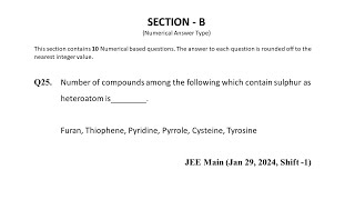 Q25 JEE Main Chemistry PYQ Jan 29 2024 Shift 1  GOC Biomolecules  NEON JEE NEET [upl. by Saideman]