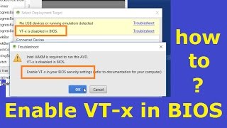 VTx is disabled in BIOS Android Studio Run a app How to enable VTx in your BIOS security settings [upl. by Korrie]