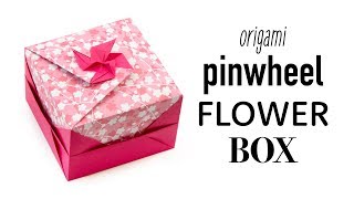 Pinwheel Flower Lid Tutorial  Modular Origami Box  Paper Kawaii [upl. by Varien]