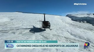 Empresário catarinense conclui volta ao mundo de helicóptero em Jaguaruna [upl. by Ailemrac]