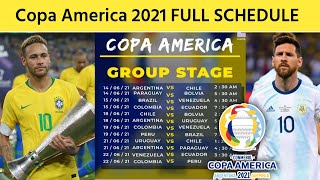 Copa America 2021 Full Schedule  Copa America 2021 start date Time Venue  today Football News [upl. by Nedrah320]