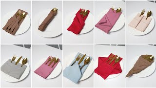 10 POCKET DESIGN NAPKIN FOLDING SILVERWARE [upl. by Narib274]