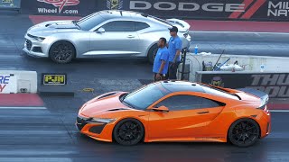 Acura NSX vs ZL1 Chevy Camaro  domestic vs import drag racing [upl. by Inah]