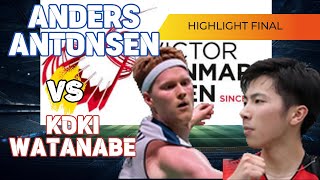 Badminton ANDERS ANTONSENDEN VS KOKI WATANABEJPN FINAL VICTOR DENMARK OPEN 2024 [upl. by Artemus]