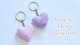 Crochet Heart Keychain  Crochet Heart  Crochet Keychain  Tutorial [upl. by Viviene425]