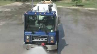 Water Truck in Operation  Mack with water cannon and spraybar [upl. by Romy]