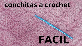 como tejer a crochet punto conchitas imitacion dos agujas [upl. by Dudden]