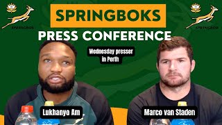 SPRINGBOKS Lukhanyo Am amp Marco van Staden press conference in Perth [upl. by Ethben82]